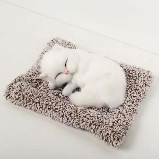 Cuddly Sleeping Cat Toy with Realistic Meow Sound for Kids